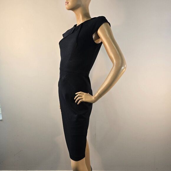 Cache Contour Collection Sz 4 Sleeveless Black Dress Pleated Pencil Stretch - Picture 4 of 12